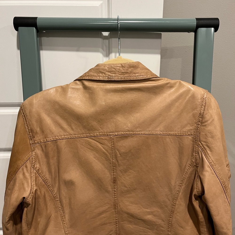 Fitted Tan Leather Jacket Medium - image 3